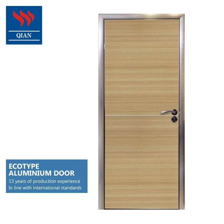 modern design wooden veneer finished single door leaf flush doors with aluminium frame