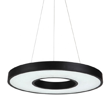 Donut Shape Black Modern Chandelier Round Hollow Lamp Pendant Light