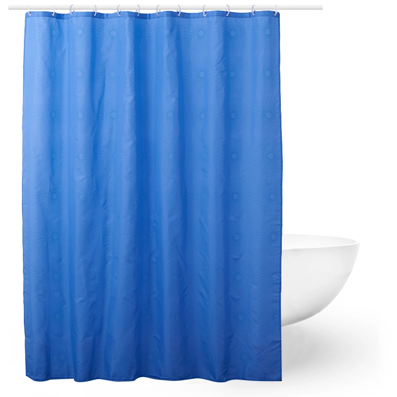 Eco-Friendly Anti-Bacterial 100% Polyester Fabric Blue Sunflower Printed Shower Curtain