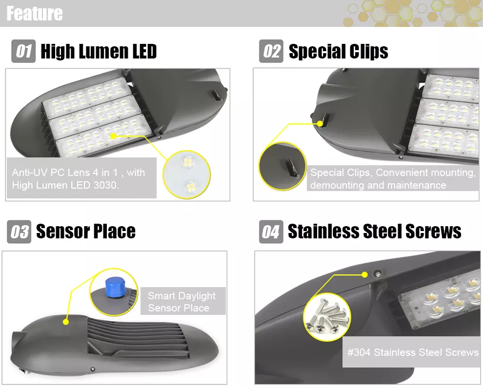 Motion Sensor 120LM/W 20W 30W 40W 50W 60W LED Street Area Lighting Street Lamp Outdoor Security Road LED street Light