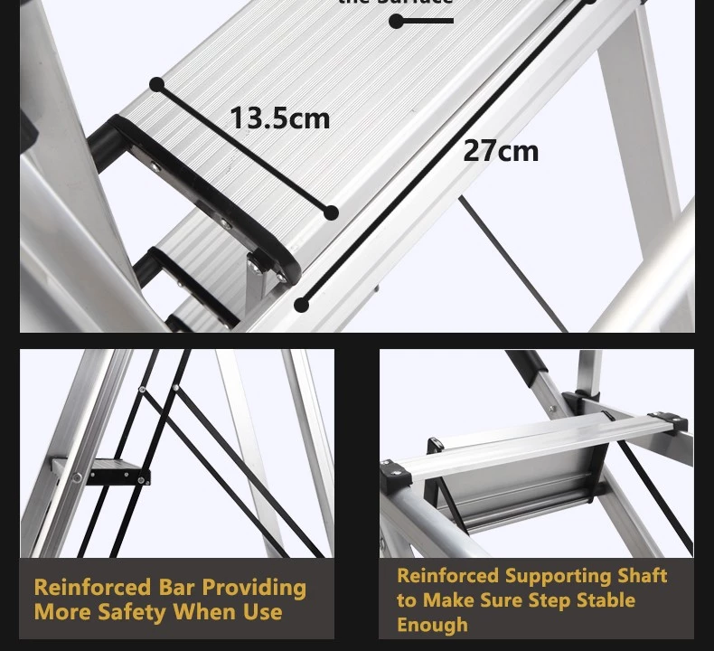 Multifunction Foldable Safety Household Platform Step Ladder with Cloth Rack