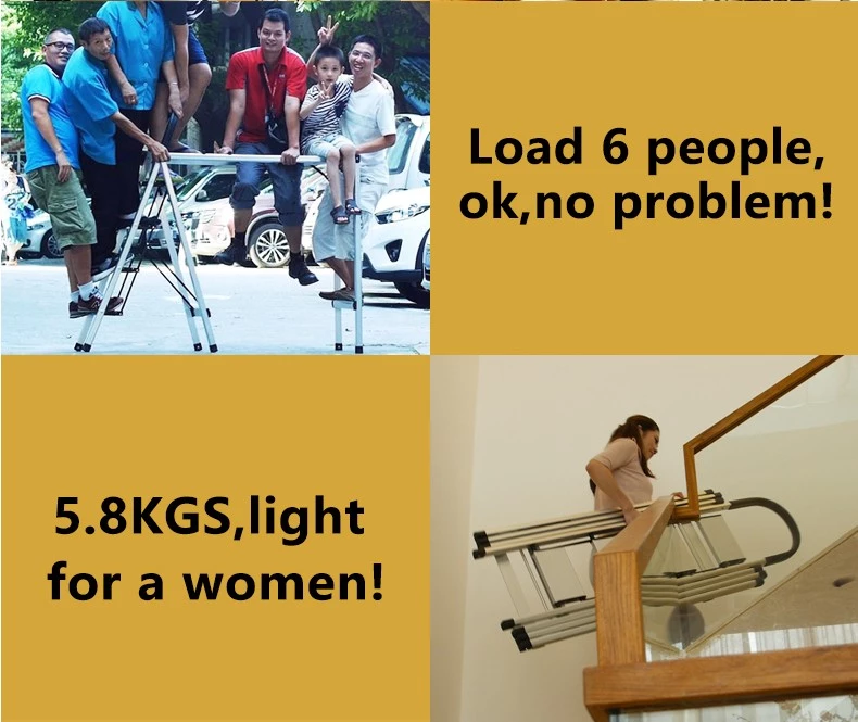 Multifunction Foldable Safety Household Platform Step Ladder with Cloth Rack