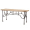 Restaurant Vintage Industrial Tube Iron Leg Solid Wooden Top Rustic Style Dining Table with Wheels