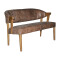 Vintage Oak Ash Wood Frame Nailed Burgundy Red PU Leather Dining Hotel Bench for Banquet Bar