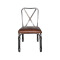 Vintage Hotel Bistro Retro Rural Cross Back Metal Frame Linen Fabric Seat Upholstered Dining Chair