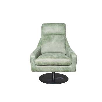 Official Conference Room Hotel Green Vintage Genuine/PU Leather Swivel Accent Chairs with Ottoman