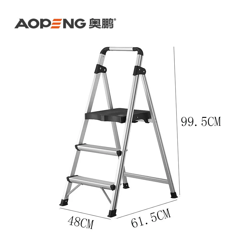 3-step foldable aluminium ladder with high handle AP-2303