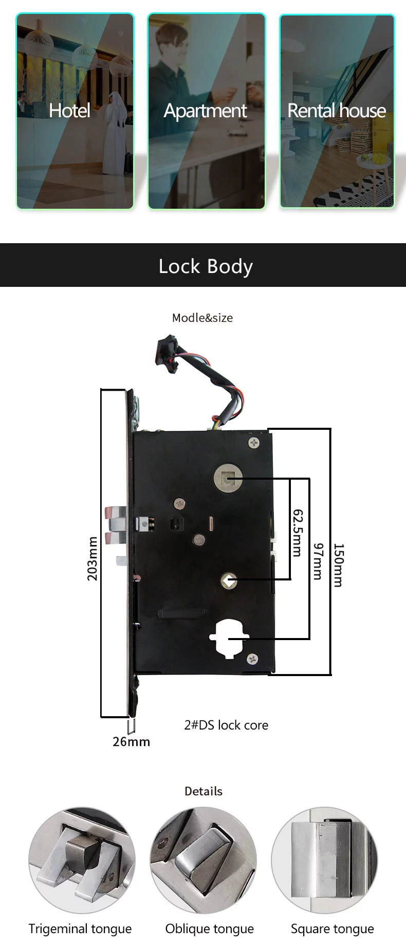 European style Card Keyless Electronic Hotel Door Lock Electric Cylinder RFID Lock