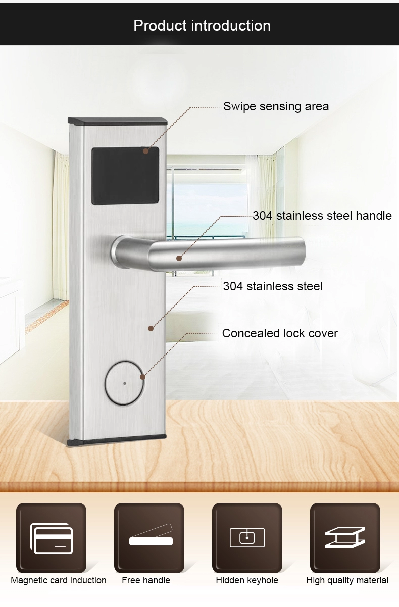 High security ic card door lock for hotel with free software