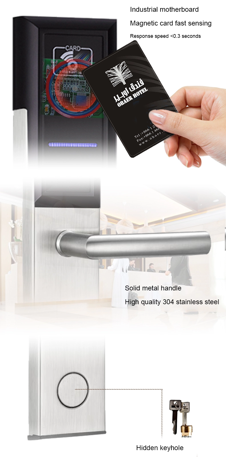hotel key card reader card swipe door lock system digital smart door lock