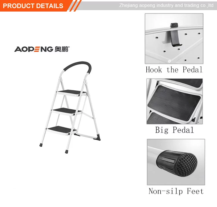 Wide pedal household folding steel ladder AP-1104E