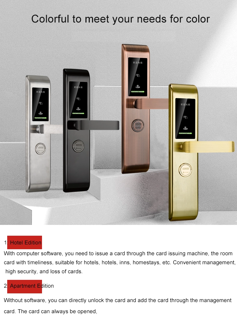 hotel key card reader card swipe door lock system digital Security smart door lock