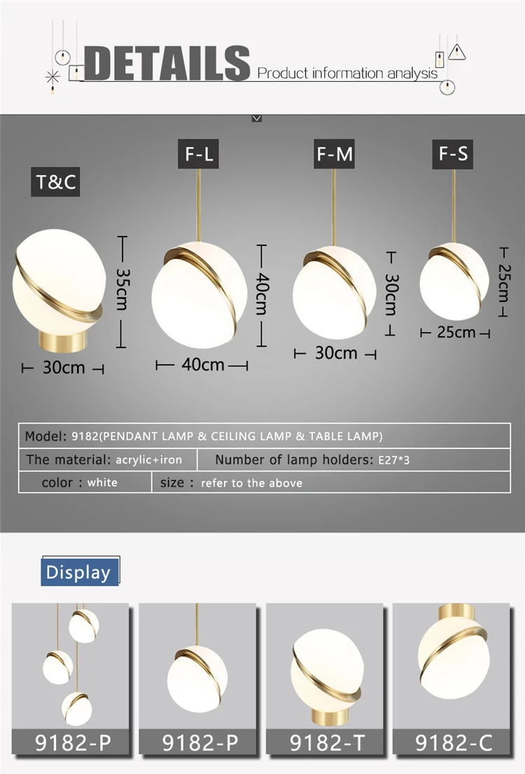 Modern living room light iron base acrylic semicircle ceiling lamp
