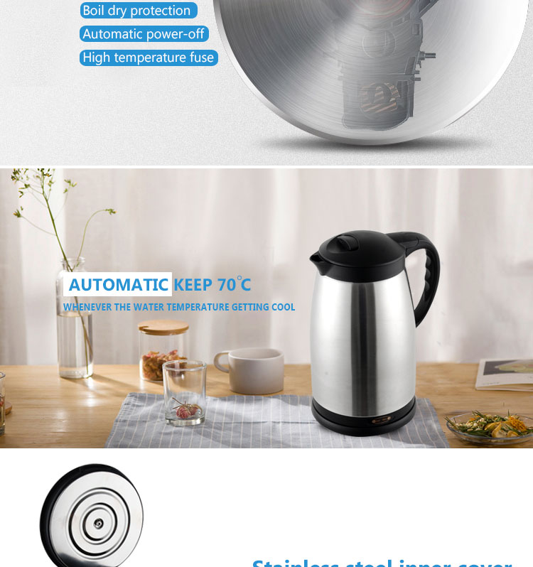 with keep warm function tea maker  CB,CE certificate 2.0L stainless steel tea kettle