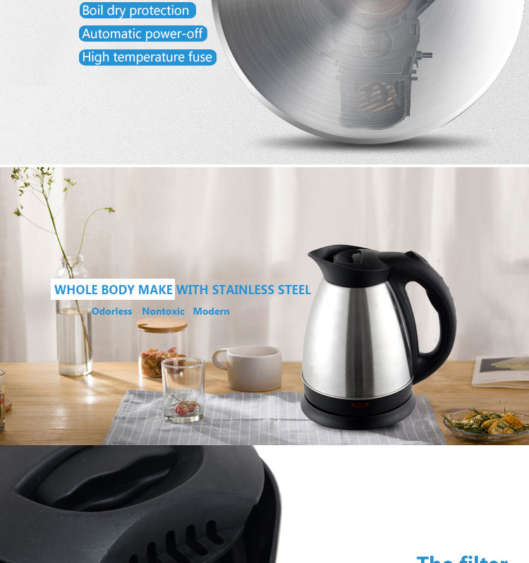 360 degree new hotel electric kettle set with stainless steel body
