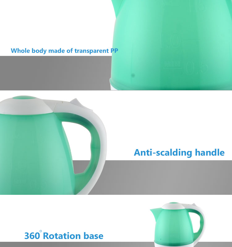 360 degree rotational 100% new plastic new convenient design boiler electric water kettle