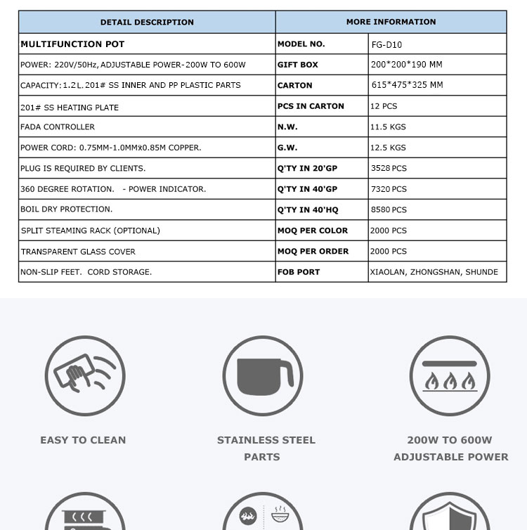 2017 High quality Kitchen Appliance Electric stainless steel multi-functional cooking noodle pot
