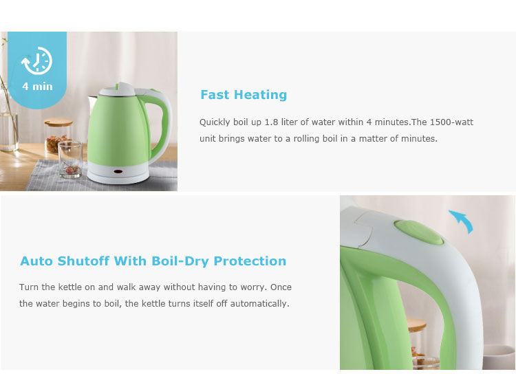 1.8L hotel using rotational plastic cordless double electric kettle