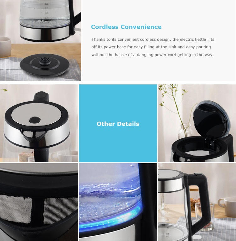 Popular Color changing electric glass kettle for wholesales