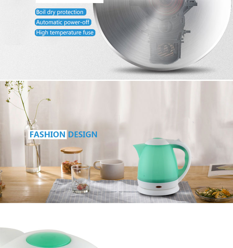360 degree rotational 100% new plastic new convenient design boiler electric water kettle