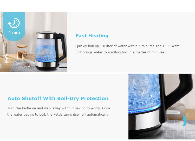 Popular Color changing electric glass kettle for wholesales