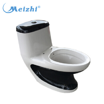Double color one piece toilet with built-in bidet 