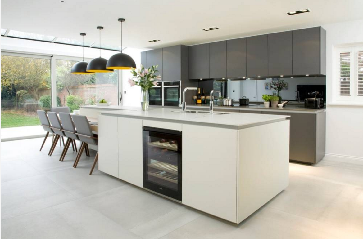 Modular I Shaped Lacquer finish Kitchen cabinet