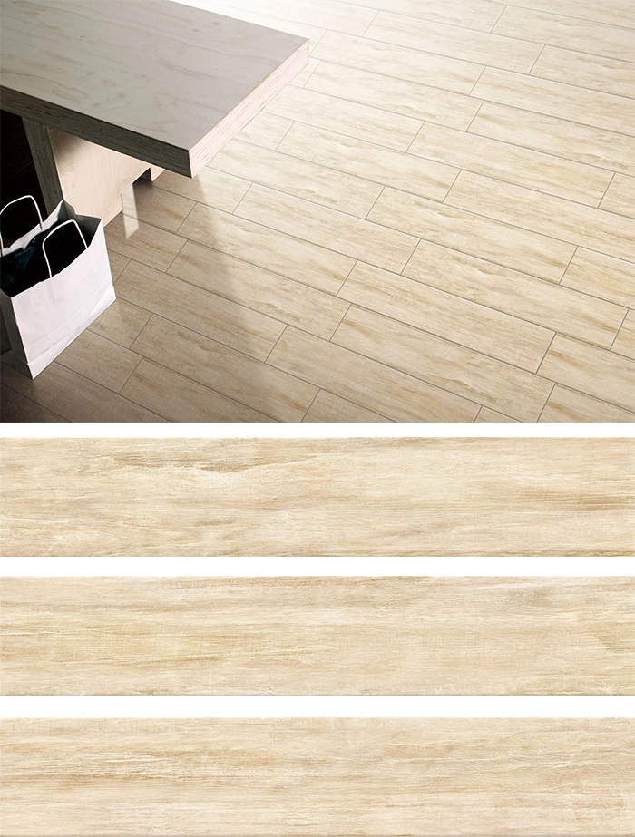 Wood color beige ceramic floor and wall tile 15x80