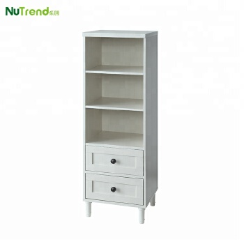 Modern white bookcase wood with drawer 
