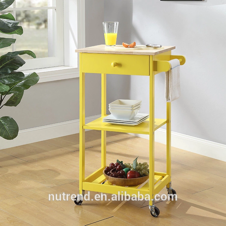 Small Wood Mobile Simple Portable Design Trolley Kitchen Islands