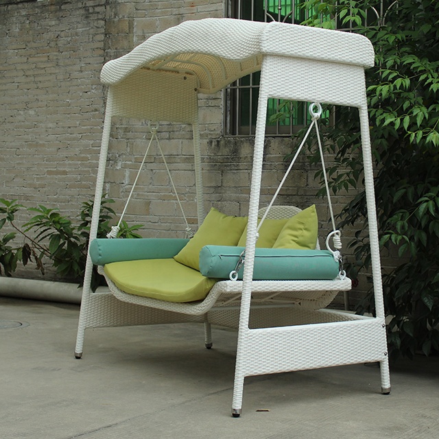 Outdoor patio three seat rattan swing hanging chair