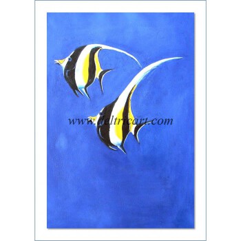 Fish Oil Painting on Canvas with Stretcher Wood Backing 24''W x 36''H