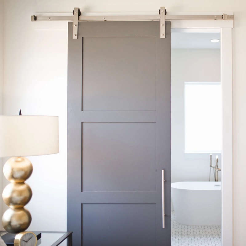 Hot sale pvc film barn door with hardware wood sliding door latest design for bathroom