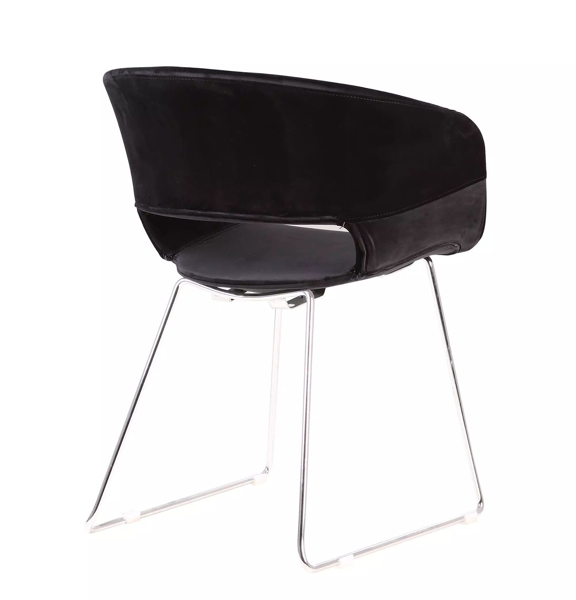 Virgin PP plastic shell linen velvet fabric chromed hollowed leisure dining restaurant canteen living room furniture lobby chair