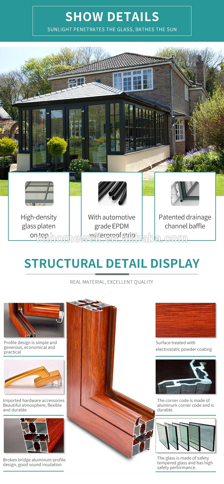 Polygon Roof Tempered Glass Aluminum Alloy Frame Sunroom glass house for living