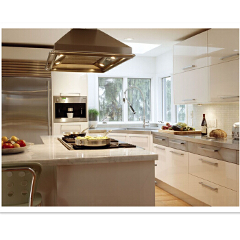 High Glossy White Lacquer Mdf Kitchen Cabinet with Custom Kitchen Cabinet Design
