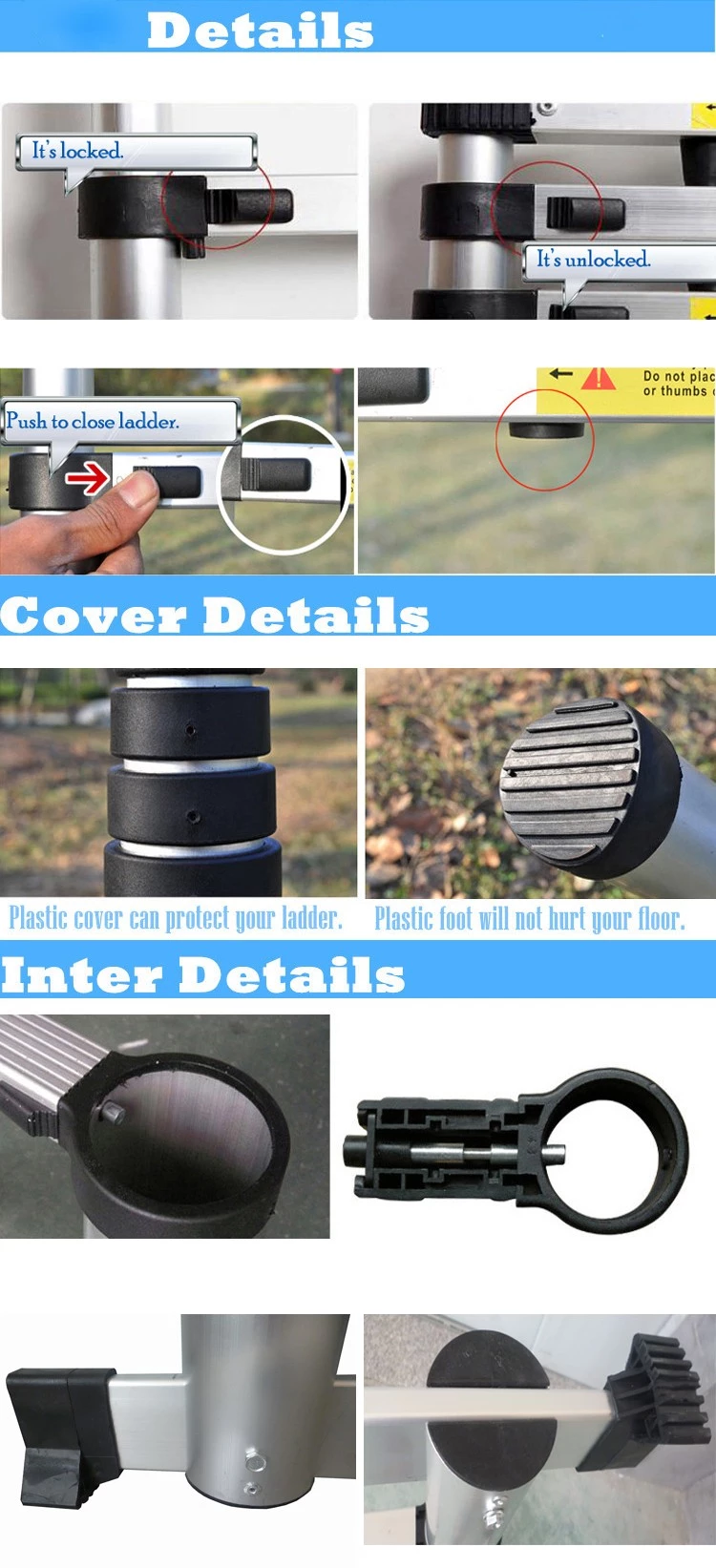 3.8m Aluminium MultiPurpose Telescopic A type Ladder With Hinge