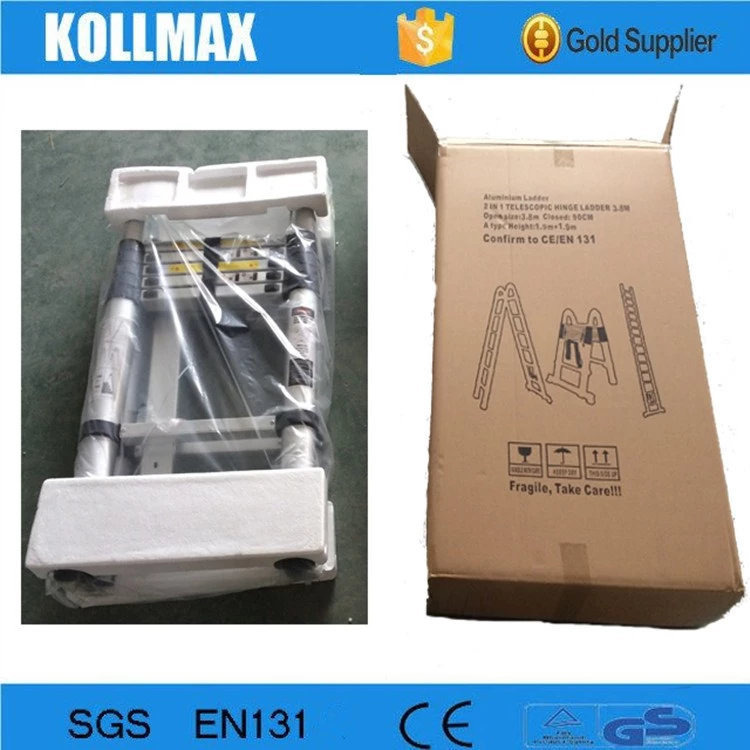 3.8m Aluminium MultiPurpose Telescopic A type Ladder With Hinge