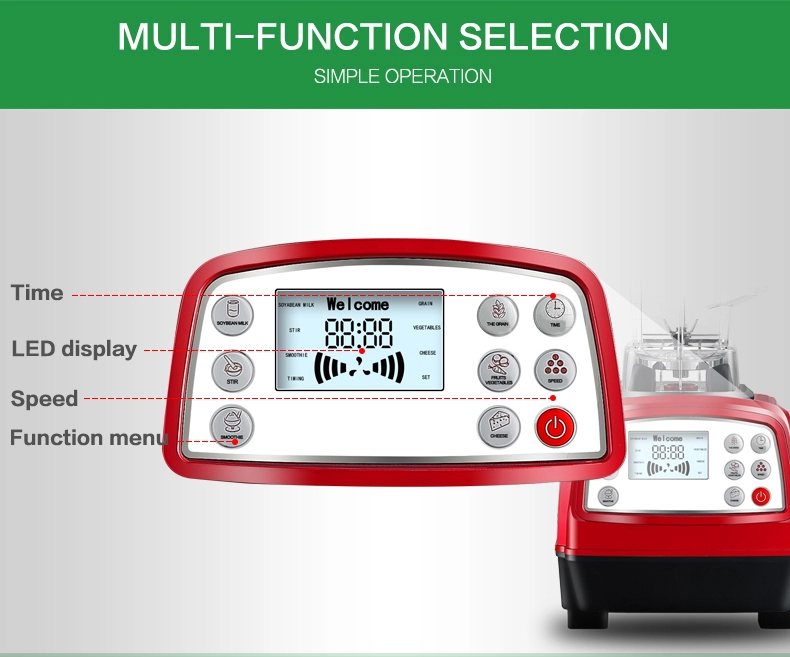 2200W high power LCD screen German motor technology kitchen power blender with stainless steel blade