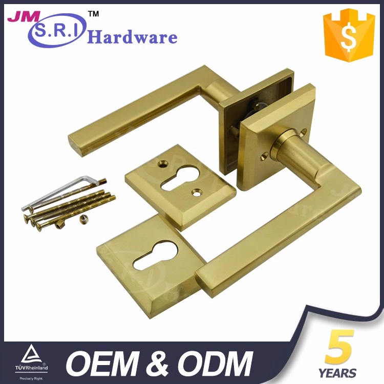 High end golden solid 304 stainless steel lever door handle