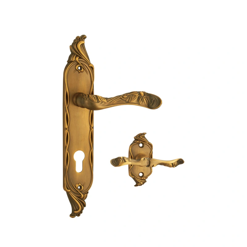 Door Lock Hardware Zinc Aluminum Alloy Iron Lever Luxury Style Plate Door Handle Set