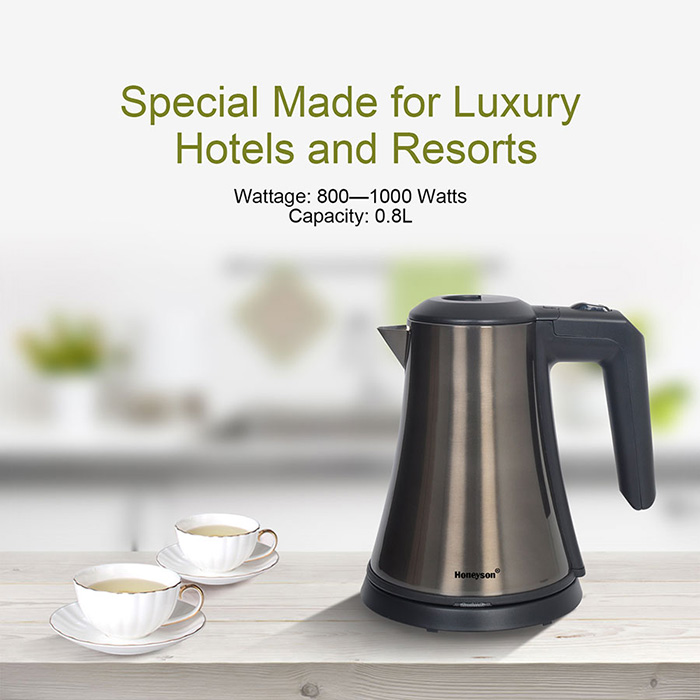 Honeyson hot 0.8L cordless stainless steel mini electric kettle