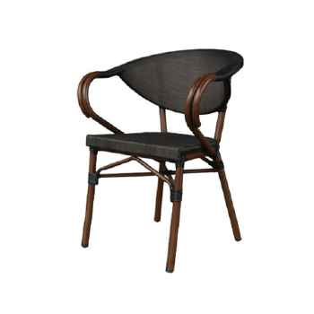 French Bistro Outdoor Furniture Bamboo Look Armrest Patio Wicker Rattan Chair