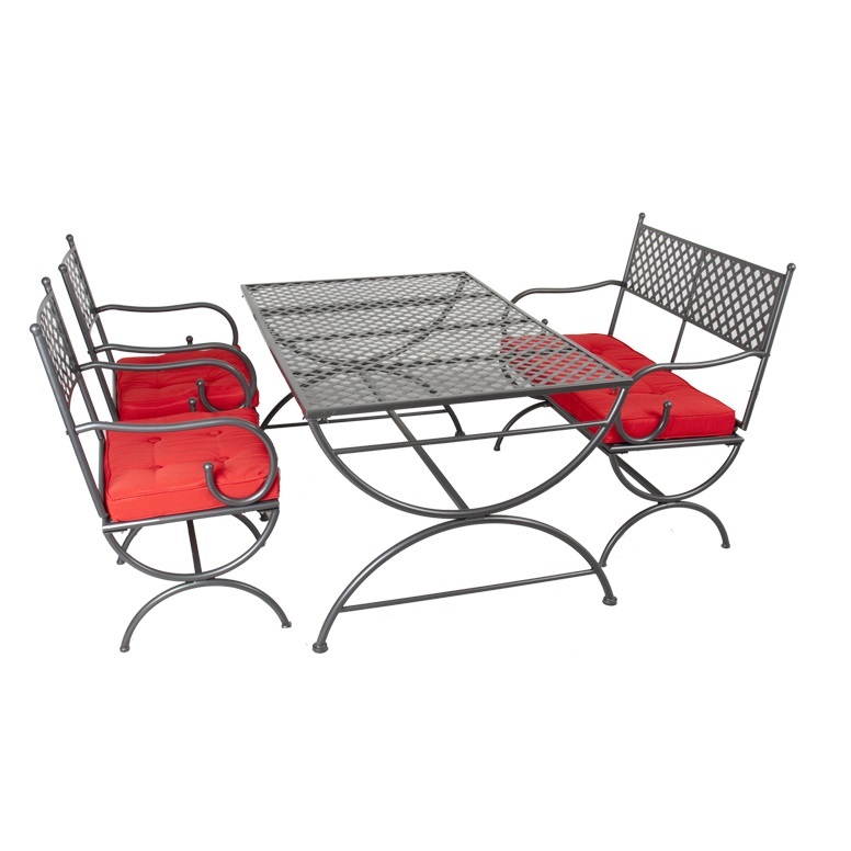 Outdoor Wrought Iron Garden Sofa Set with cushion_on BuildMost