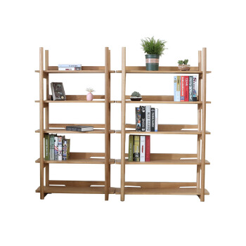 Modern minimalist Nordic style solid wood wide and narrow bookshelf 