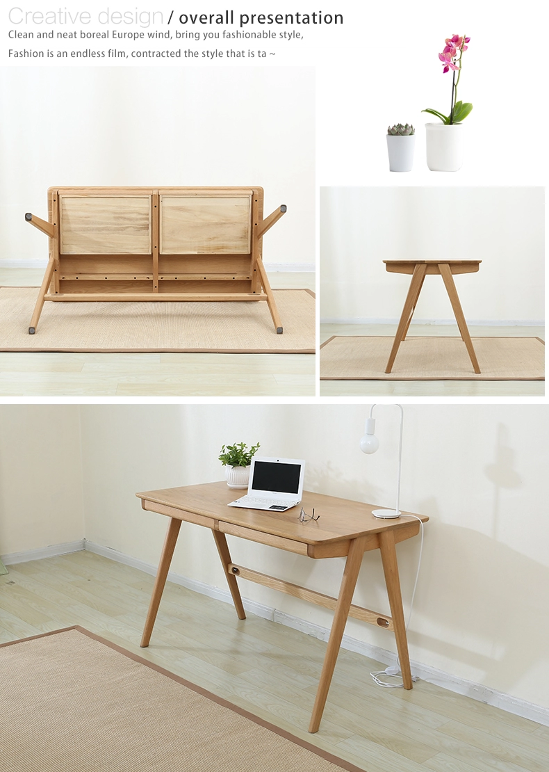 Simple modern solid wood oblique leg desk study table