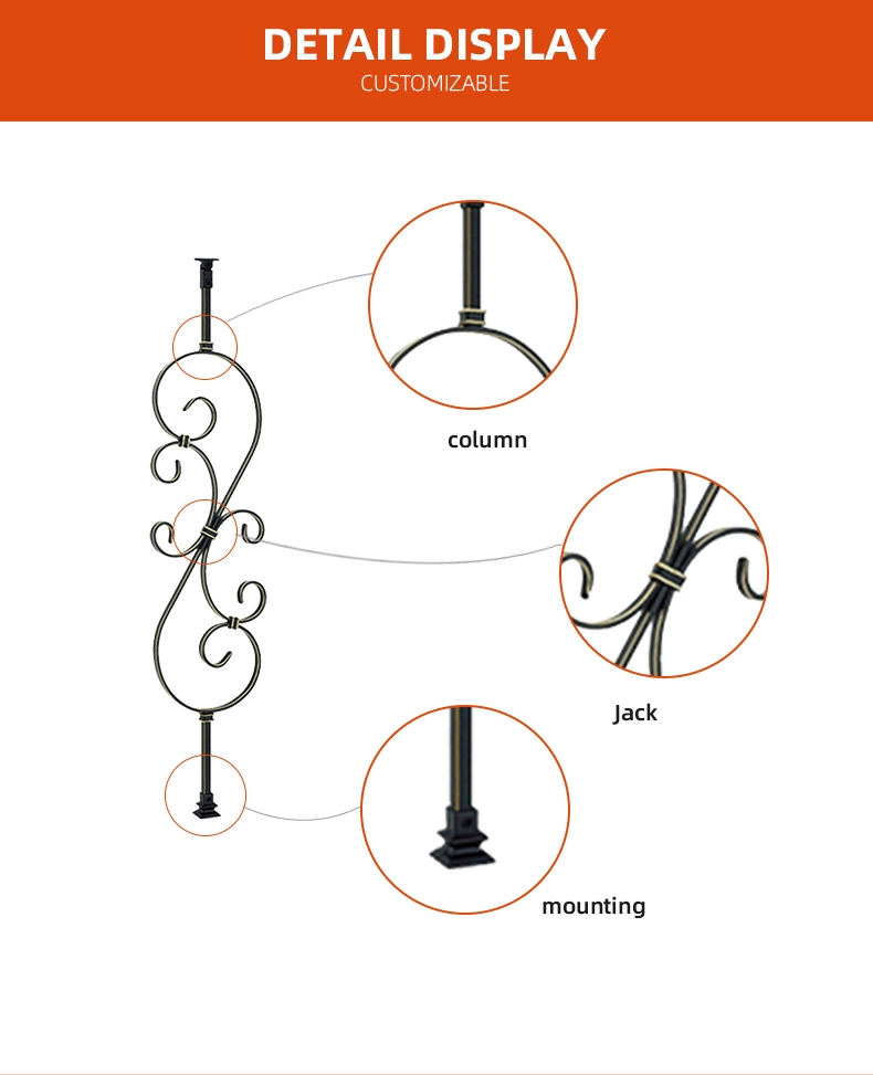 Popular product apartment aluminum balustrades indoor decorative lace cut wrought iron stair handrail