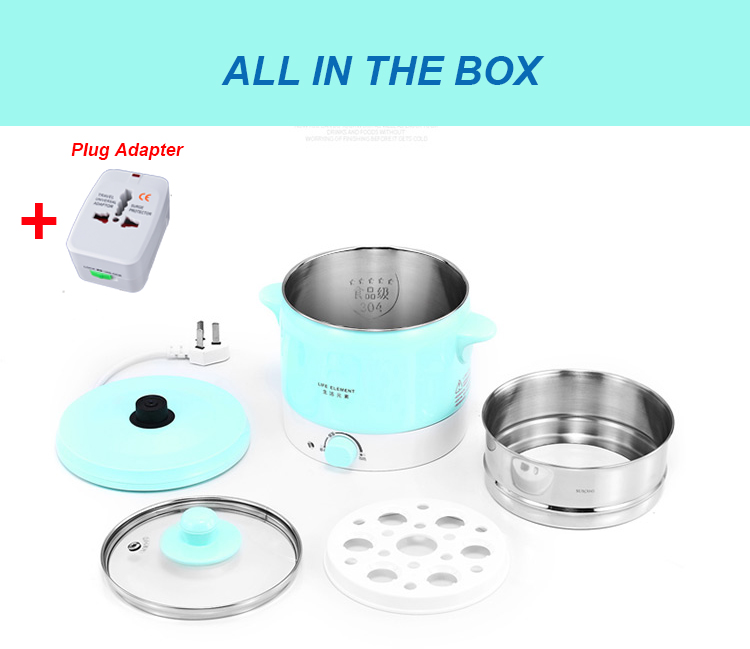 Home Appliance Multi-function Stainless Steel  Electric skillet with Glass Lid of 1.2L Electric Cooker Food Steamer Hot Pot