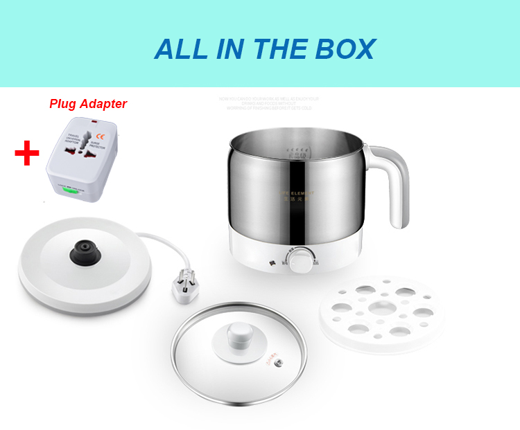 1.2L Wholesale Custom  Mini Stainless Steel Electric Skillet for Cooking 14 Eggs Electric Cooker Food Steamer