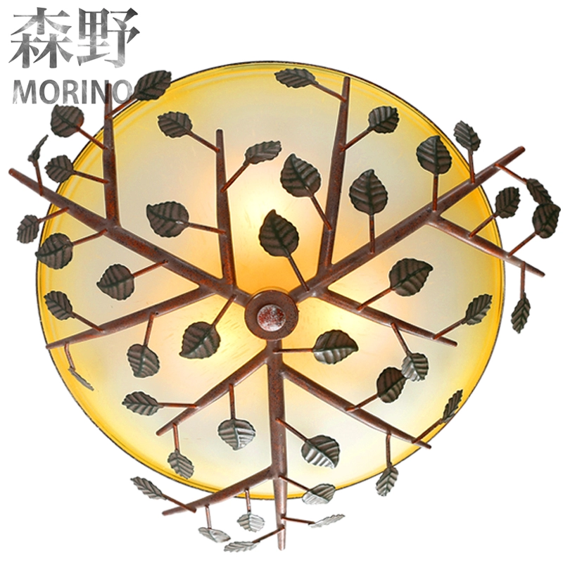 pinecone and tree branch country rustic style flush mount light E12 lamp holder